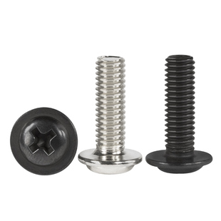 镀镍黑色圆头带垫螺丝带介螺钉PWM电脑螺丝机丝M1.4M2M2.5M3M4M5