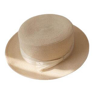 2026真丝平顶帽子设计师款爵士平檐礼帽草帽真丝麻水钻礼帽小香风