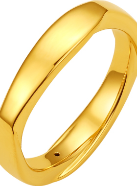 情侣礼物足金黄金戒指周六福