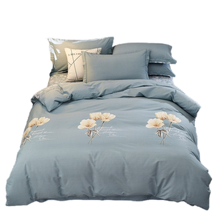 100%纯棉加厚磨毛四件套全棉被套被罩床单床笠款春秋季床上用品三