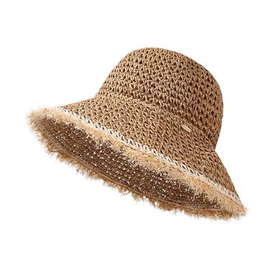CACUSS夏季度假风磨边遮阳草帽