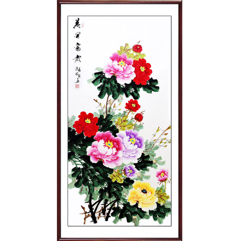 客厅卧室中堂风洛阳手绘竖版国画