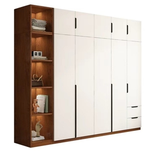 独立衣柜储物柜子家用卧室小户型出租房衣柜对开门中古风新款衣橱