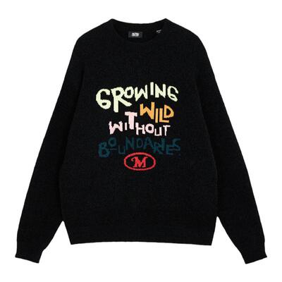 MLMR圆领字母提花针织衫软糯材质