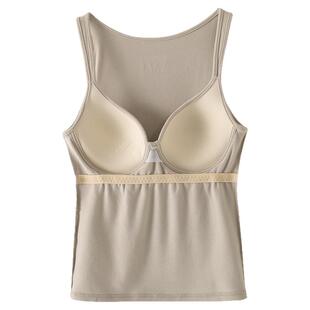 带胸垫保暖背心内衣女冬桃形罩杯一体深V双面磨绒发热加绒打底衫