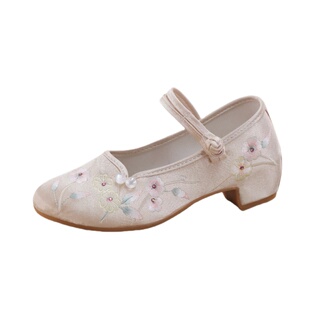 老北京布鞋高跟新中式旗袍绣花鞋复古一字带女鞋民族风浅口妈妈鞋