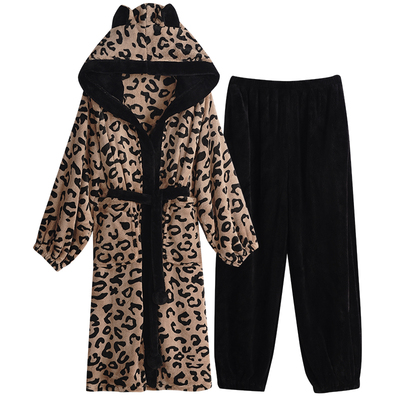 男士珊瑚绒加厚睡袍套装