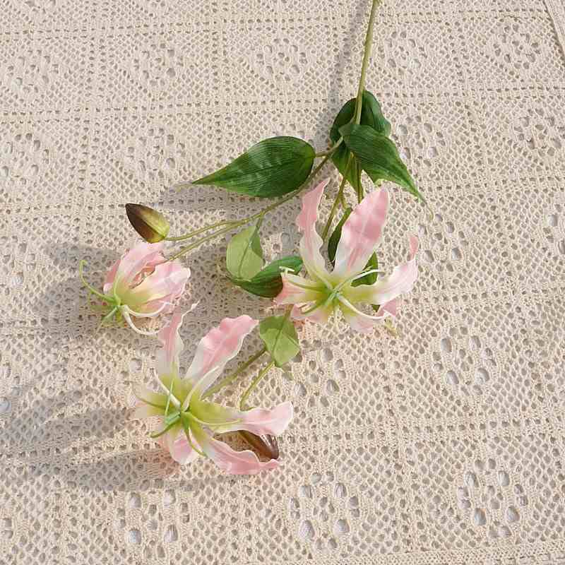 仿真花火焰百合3头嘉婚庆兰花假装饰家居仿真花影楼软装摆放