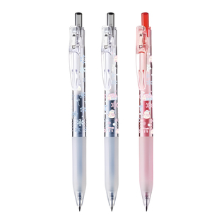 日本ZEBRA斑马JJ15宝蔗笔红笔黑笔冬日雪花按动中性笔小清晰雪天透明杆0.5签字笔学生用刷题考试用DIY款送礼