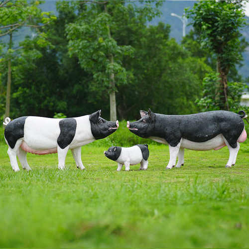 户外园林花园庭院农场装饰玻璃钢雕塑模型仿真动物大号猪小品摆件