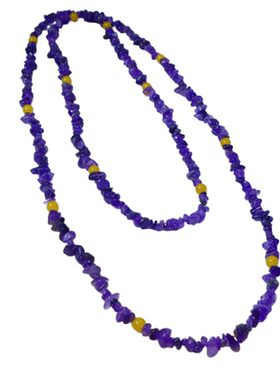 高档女百搭紫水晶挂链项链长款两圈紫色时尚复古风长款毛衣链多层