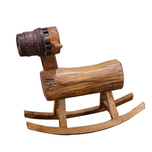 Ni+尼家老木马摇摇椅成人儿童实木座摇椅老车轴侘寂风创意老物件
