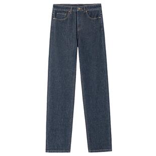 OCHIRLY欧时力  四面弹直筒牛仔长裤女复古蓝色2025春季新品