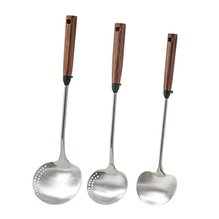 升级版蘑菇铲316不锈钢锅铲木柄把耐高温炒菜勺家用炒菜铲子煎铲