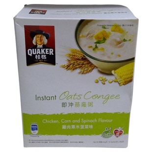 (30香港进口顺丰)桂格即冲燕麦粥鸡肉粟米菠菜味5包玉货版QUAKER