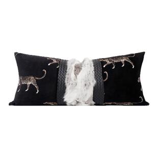 进口面料高端轻奢割绒拼接样板房别墅卧室床头高级感抱枕长腰枕套