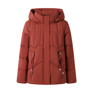 雅鹿羽绒服女短款中年妈妈装2025冬季新款加厚白鸭绒大码宽松外套