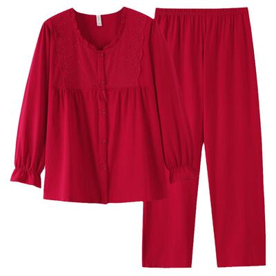 睡衣女士纯棉拉架春秋长袖家居服