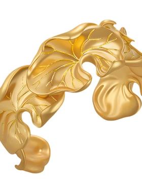 Mixx靡诗秋荷叶系列荷韵手镯新中式优雅气质开口圈女