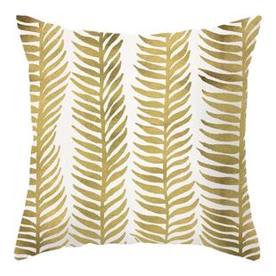 北欧风金色叶子桃皮绒涤纶抱枕套 家居沙发靠枕靠垫套时尚 午睡枕