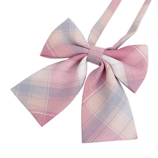 日系浅粉色格纹k领结领花女学院风毕业照免打蝴蝶结衬衫ins水手服