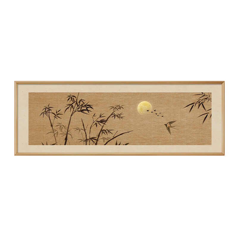 宋式美学墨竹图茶室背景墙挂画