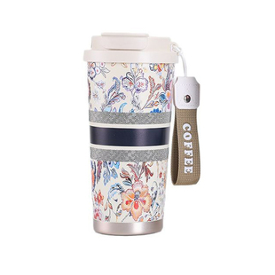 霸王茶姬同款陶瓷内胆双饮杯铃兰花高颜值咖啡杯车载礼品保温杯