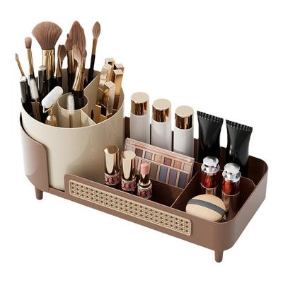 南洋藤编旋转化妆品收纳盒高级感