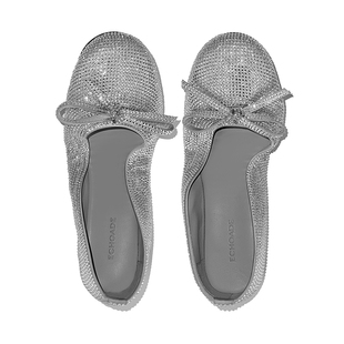 ECHOADE重磅 不费力时髦 圆头蝴蝶结炫彩烫钻芭蕾平底鞋