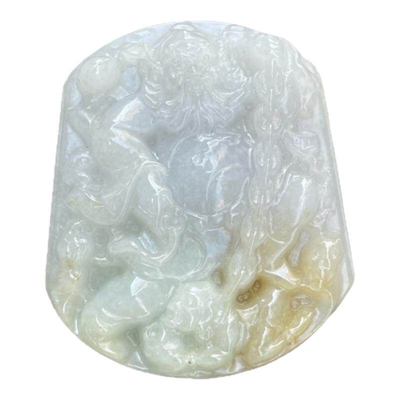 缅甸老坑A货冰糯黄翡翠钟馗吊坠