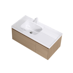 德国doporro人造石实木浴室柜双挡水边加深盆槽一体洗手盆柜组合