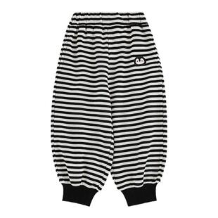 幼悠 女童混色相间针织条纹裤春秋Q版萌咖企鹅绣标弹力舒适休闲裤