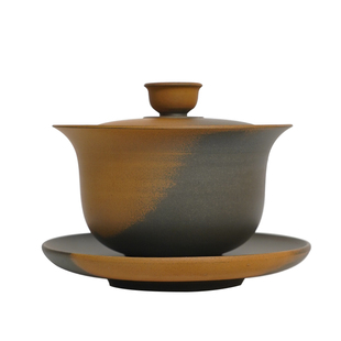 【滇匠企业店】建水紫陶盖碗窑变元宝单个高档悬停不烫手柴烧盖碗