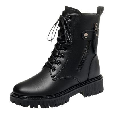 真皮马丁靴女鞋棉鞋冬季加绒加厚