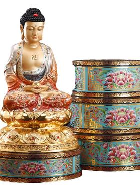 佛像底座增高珐琅彩合金圆形摆件