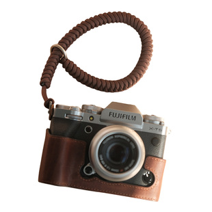 富士XT5保护套XS20 X100VI真皮底座相机腕带编织手绳XH2S配件