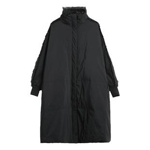 【清濯】特价！金色毛边羽绒服蝙蝠型大版中长款闪流苏装饰黑无折
