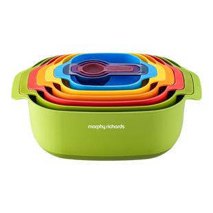 摩飞多功能厨具九件套多用面粉筛蛋清分离器量勺量碗沥水篮洗菜篮