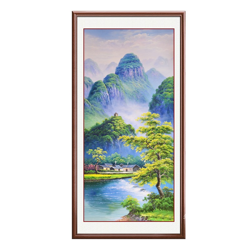 山水风景客厅玄关新中式靠山挂画