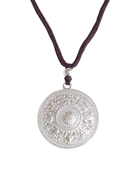 足银9999八宝罗盘项链女