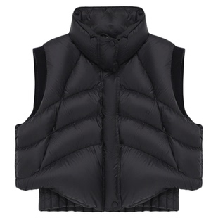 rococo洛可可时尚立领黑色背心羽绒马甲冬季保暖短款外套