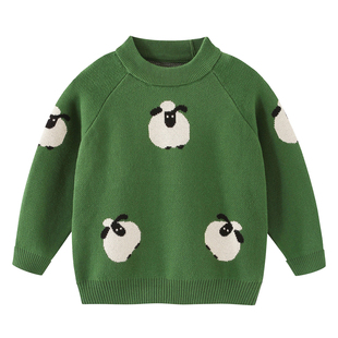 100棉男童圆领毛衣加绒秋冬季新儿童纯棉毛线衣宝宝内搭上衣8175