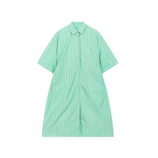 JNBY/江南布衣折扣春秋风衣收腰女两穿连衣裙条纹宽松外套