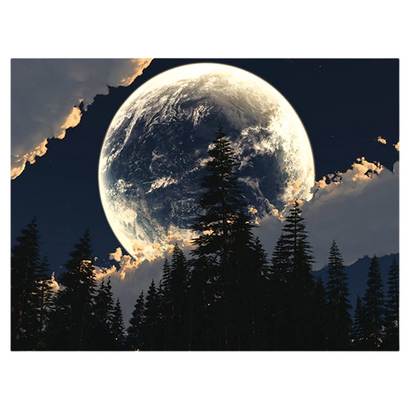 月球星空背景布挂布床头卧室墙布