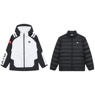 特步童装儿童外套男童冬季新款羽绒服三合一加厚款保暖运动风衣男