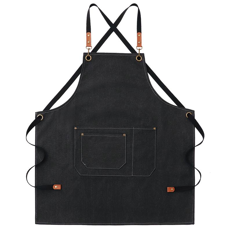 咖啡店围裙帆布加厚耐磨男厨房家用定制logo印字餐饮专用工作服女