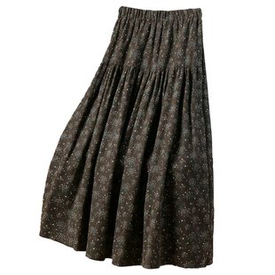 秋季高级巨好看复古碎花磨毛半身裙女秋冬2025新款半裙长裙子春秋