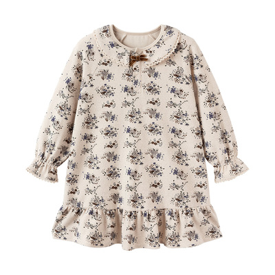 junejunior儿童睡裙春秋季新款女童莫代尔A类翻领中大童居家睡衣