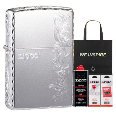 之宝正品手雕繁花防风煤油打火机