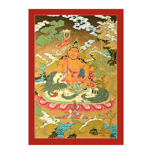 欧斯特尼泊尔手绘财宝天王唐卡室内家用多闻天王墙壁玄关装饰挂画